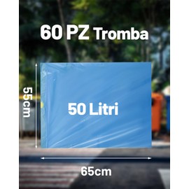 HW CASA 60 Stück umweltfreundliche Müllbeutel 50 l aus recyceltem LDPE, duftende Müllbeutel mit Schiebegriff, ausgestattet mit Tropfschutz, perfekt für Haus und Büro, blau