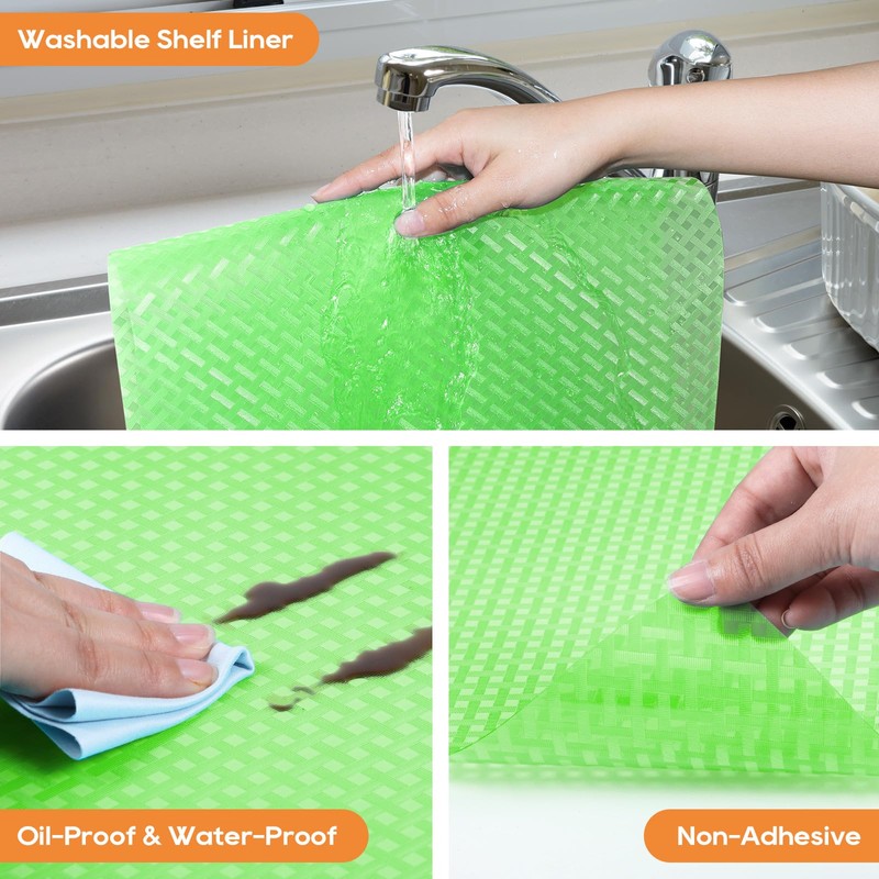 Green Fridge Liner Shelf Liners for Kitchen Cabinet Refrigerator Liners