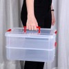 JUXYES 2-Tiers Stack Carry Storage Box With Handle, Transparent Stackable