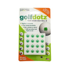 Golfdotz - Golf Ball Markers, Unique Golf Ball Stamps and Golf Ball Stickers for Marking Golf Balls, Durable Golf Ball Decals, Golf Accessories for Men and Women, Hemp Leaf (32 Count)