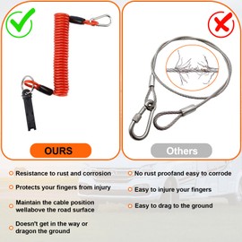 Risornda Trailer Breakaway Cable 2Pcs, 6FT Trailer Emergency Brake Away Cable, High Rebound Spring Towing Coiled Wire for Brake Safety, Towing Hitch Wiring for Breakaway Switch