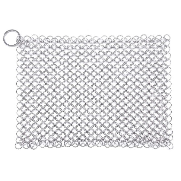WFRX 8"x6" Cast Iron Scrubber, Premium 316L Stainless Steel Cast Iron Cleaner, Chainmail Scrubber for Cast Iron, Stainless Steel, Hard Anodized Cookware and Other Pots & Pans