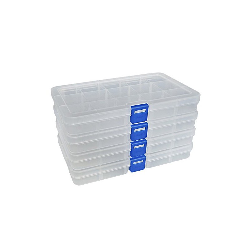 DuoFire Plastic Organizer Container Storage Box Adjustable Divider Removable Grid
