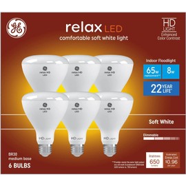 GE Relax 6-Pack 65 W Equivalent Dimmable Soft White Br30 LED Light Fixture Light Bulb
