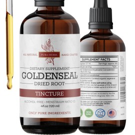 Pura Herba Goldenseal Liquid Extract - Alcohol-Free Tincture Drops | 4 Fl Oz | Non-GMO, Gluten-Free, Vegan | Made in USA