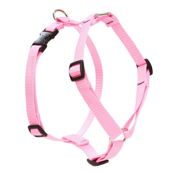 LupinePet Basics 3/4" Pink 14-24" Adjustable Roman Dog Harness for Medium Dogs