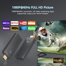 HDMI Wireless Transmitter and Receiver 1080P@60Hz,Plug and Play Wireless HDMI Extender Kit, 2.4G/5G Dual Band Wireless Display Adapter for Streaming Video from Laptop/PC to TV/Projector/Monitor,Purple