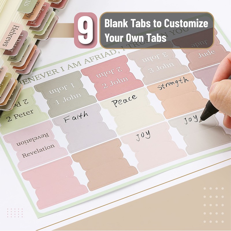 Mr. Pen Bible Tabs - Boho Theme, 75 Tabs, Laminated,