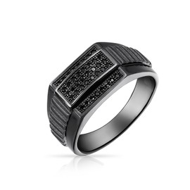 Bling Jewelry Sterling Silver Black Rhodium CZ Mens Championship Ring