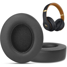 GEVO イヤーパッド 交換用 イヤークッション Beats Studio3 ＆ Studio2 Wired/Wireless ワイヤレスヘッドホン 適用 交換パッド A1914/B0500/B0501 用 ヘッドセットパッド 遮音 音漏れ防止 プロテインレザー&メモリーフォーム (Black)