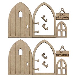 Ieron 2 set of Fairy Door Craft Kit, Wooden Fairy Door, Mini Wooden Fairy Doors for Garden Home Party Decoration