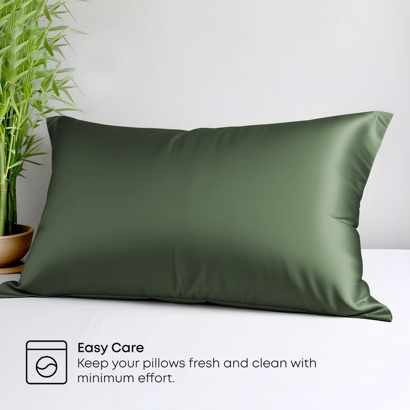LINENWALAS 100% Organic Bamboo Pillow Cases 2 Pack, Soft Premium