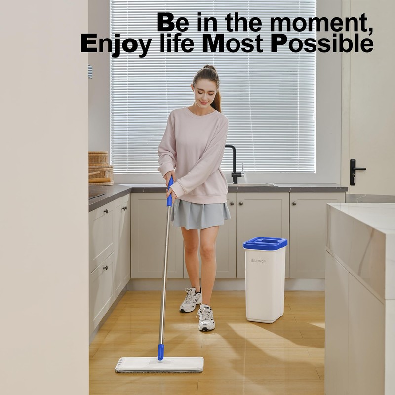 BEJOMOP Mop and Bucket Set with Wringer, Flat Squeeze Spin