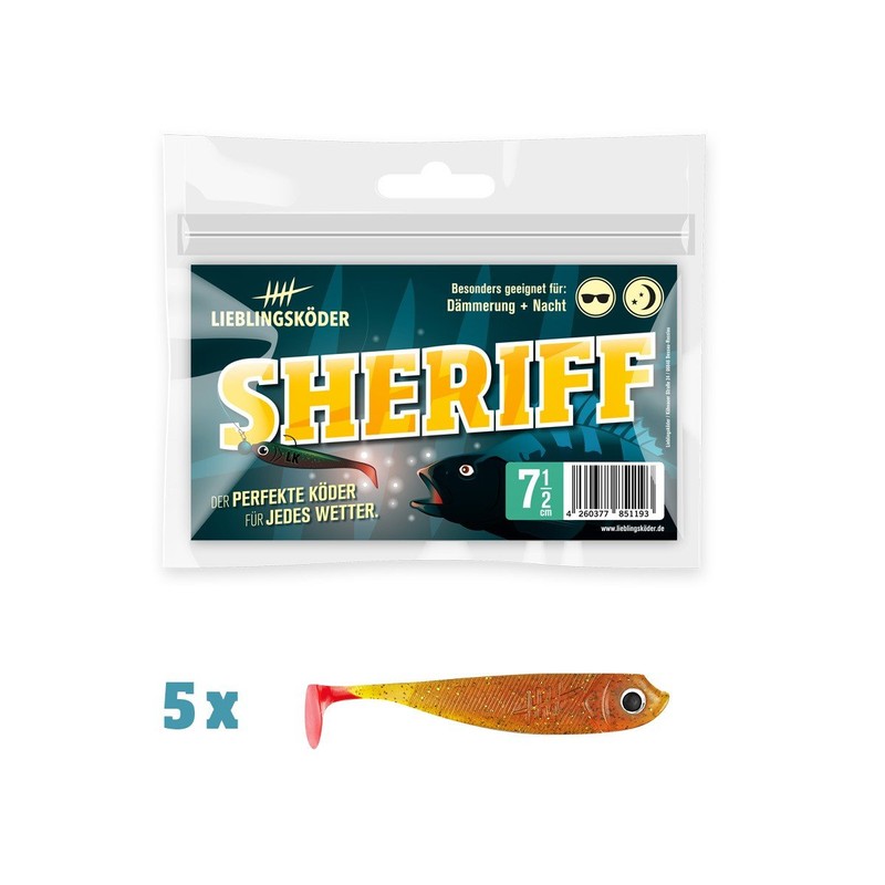 Lieblingsköder, 5 Rubber Fish for Zander Fishing, 7.5 cm, Zander