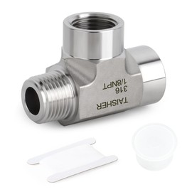 TAISHER 1PCS Forging of 316L Stainless Steel Tee Pipe Fittings, 1/8" NPT Female x 1/8" NPT Female x 1/8" NPT Male Pipe Fittings, Male Run Tee