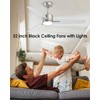52 inch Ceiling Fans with Lights and Remote, Brushed Nickel