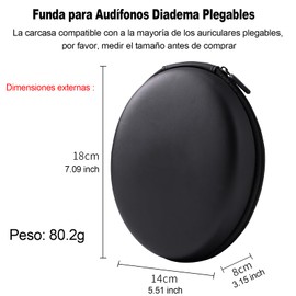 USTIYA Funda Audífonos Over-Ear para QCY H3 / H3 Lite y para HP 2ZW81AA Inalámbricos Bluetooth Diadema Plegables Auriculares Case Protectora de Estuche,carcasa rígida de EVA resistente al agua (Negro)