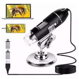 Zakulu 3 En 1 Microscopio Digital Usb 1600x Zoom Optico Hd 8 Leds