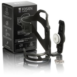 FOSIEN® Silent Track Cage - AirTag Fahrrad Getränkehalter seitlich mit stummer AirTag Integration. Flaschenhalter Fahrrad - (Schwarz Standard)