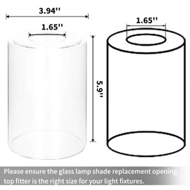 GO&SO 6 Pack Clear Glass Lamp Shade Replacement, 5.9" Height, 3.94" Diameter, 1.65" Fitter - Cylinder Glass Pendant Light Shades Only,High Transmittance for Chandelier Shades,Floor Lamps,Wall Sconces
