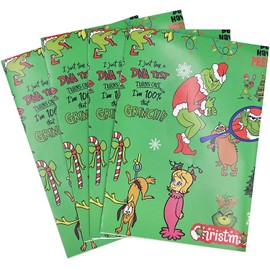 Grinch Christmas Wrapping Paper 5 Sheets, Green Christmas Movie Wrapping Papers Wrapping Paper Sheets for Kids Family Boys Girls (green)