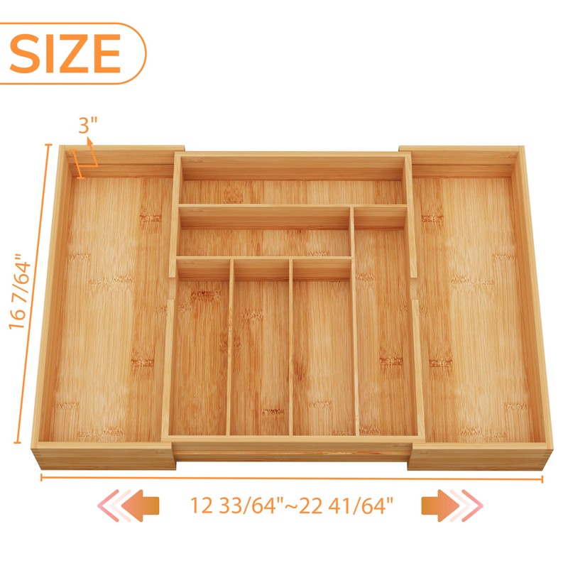 BAMEOS 3" Deepth Expandable Drawer Organizer, Deep Flatware Organizer, Adjustable