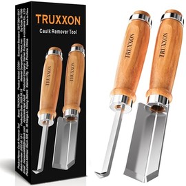 2 PCS Professional Caulk Remover Tool – Heat-Treated Caulking Tool with 90° Sharp Blade & Solid Wood Handle, Saves Time for Home Improvement, Durable Grout & Silicone Remover Tool