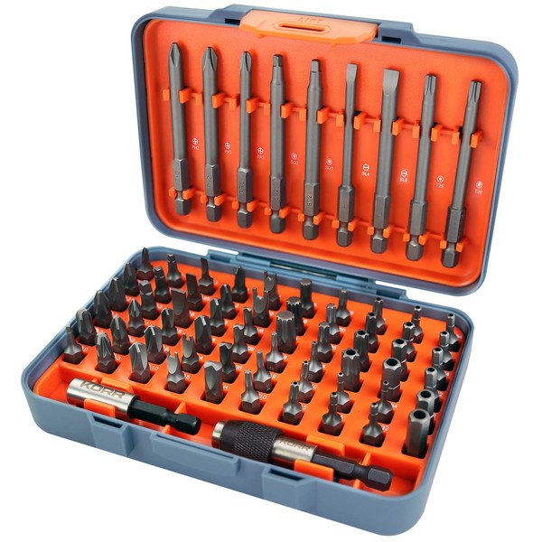 KORR Tools KIBPP022 71pc Security Bit Set Phillips, Square Recess,