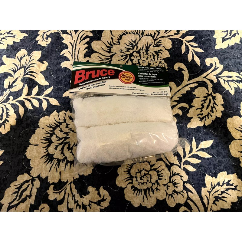 Bruce 2 Reusable Replacement Terry Cloth Mop Covers for Mop