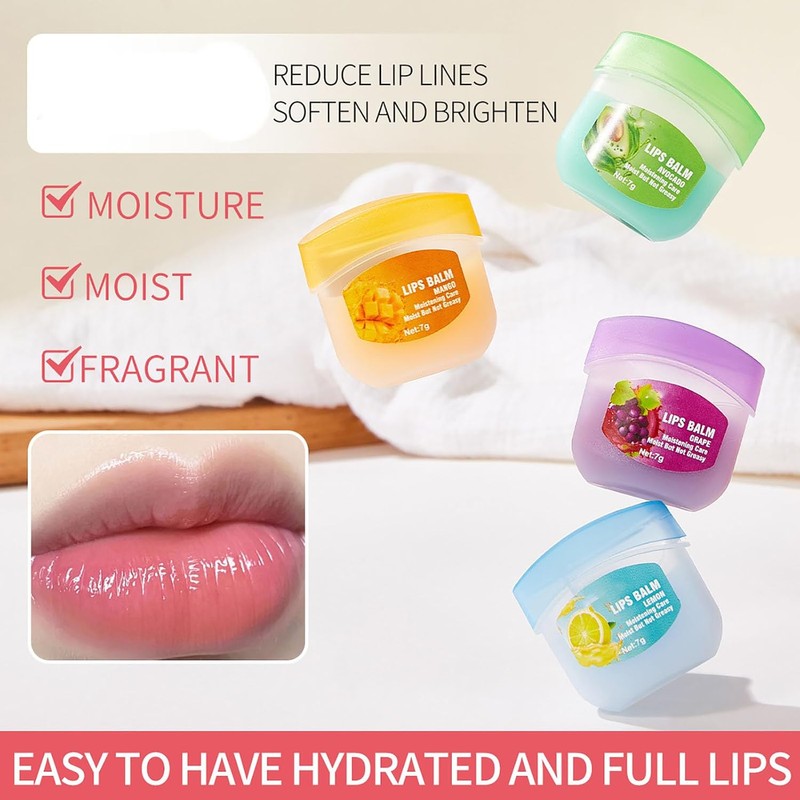 8PC Bálsamo Labial Hidratante con Aceite de Coco y Vitaminas