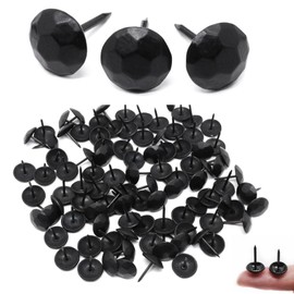 YuGtcen Upholstery Tacks, Decorative Nails Thumb Tacks Small Metal Upholstery Nails for Wood Upholstery Pins Vintage Furniture Tacks Unique (11x17mm, Matte Black, 120pcs)