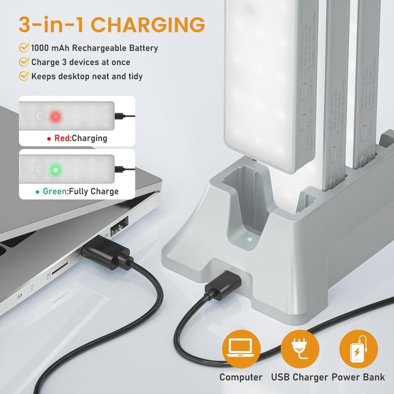 Racokky Under Cabinet Lights with Charging Station, 6 Pcs Rechargeable