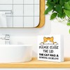 Funny Ginger cat Bathroom Wood Block Signs,Rustic Please Close the