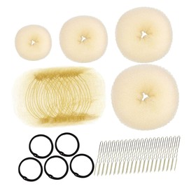 FOMIYES Donut Hair Bun Maker Set for Women Lightweight Sponge Chignon Tool with Pins Elastic Ties Styling Kit for Weddings and Everyday Hairstyles