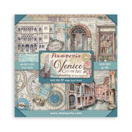 Stamperia - Scrapbook Paper Pad for Scrapbooking, Albums, Card Making, Bullet Journalling and More, Acid Free, Single Face, Perfect for Crafts and Gifting (Venice, City of Art) (20.3 x 20.3cm)