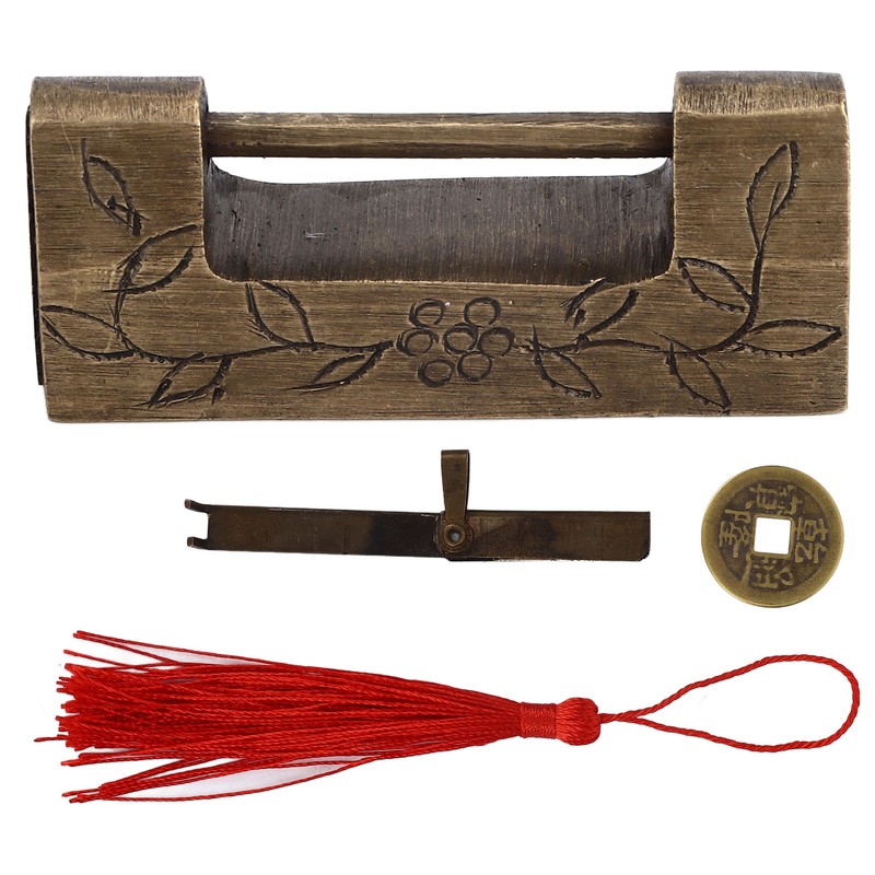 Chinese Antique Lock Retro Classic Pattern Design Bronze Brass Material