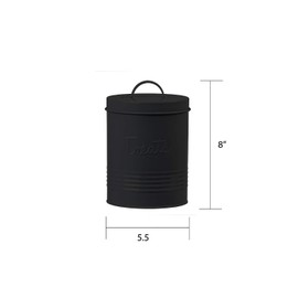 Amici Pet Retro Metal Storage Canister Treats Jar, 72 Fluid Ounces, Matte Black