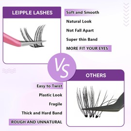 Lash Clusters,84Pcs 8~16mm Mix Individual Lashes Cluster Black Volume Eyelash Clusters Long Individual Lash Extensions D Curl Cluster Lashes DIY Eyelash Extension (S52)