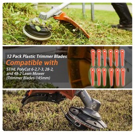 Ciuouient 12 Pack Plastic Replacement Blades Compatible with STIHL PolyCut 6-2,7-3, 28-2, and 48-2 Lawn Mower Trimmer Blades 145mm (Replace #4002-007-1000, 4002 007 1000, 40020071000)