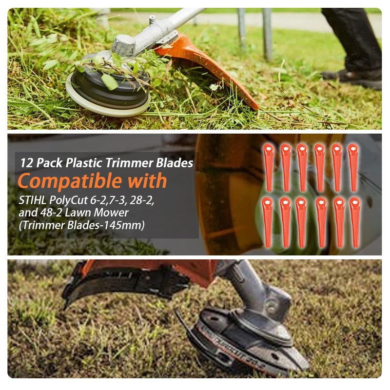 Ciuouient 12 Pack Plastic Replacement Blades Compatible with STIHL PolyCut