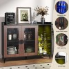 LED Wine Bar Cabinet Storage Sideboard Buffet Cabinet with Doors