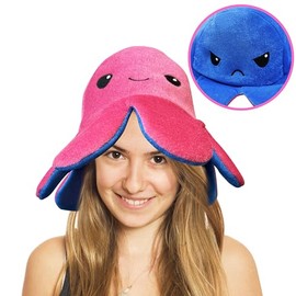 Octopus Hat. Two-Sided Reversible Hat that Show Your Mood. Cute Event Party Costume Headwear. Pink & Blue.