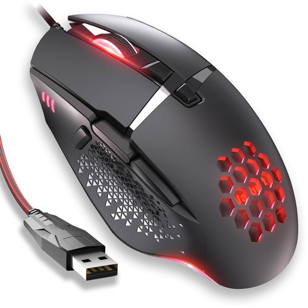 Varbmt C303 Wired Gaming Mouse, Ergonomic RGB Gaming Mouse Wired