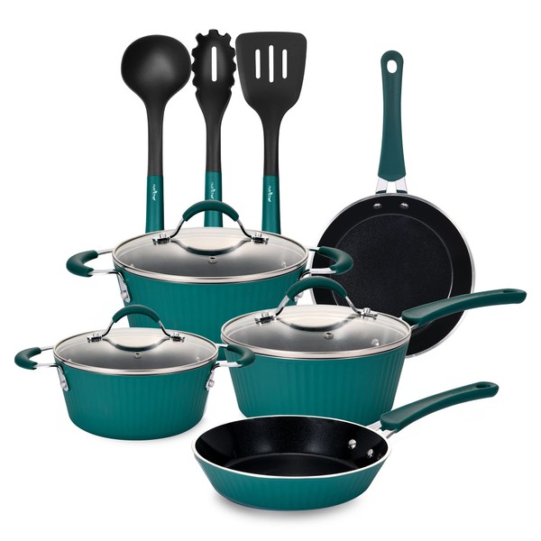 NutriChef 11 Piece Non Stick Pots and Pans Set with
