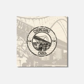 Unbranded Chongquing China Grunge City 4'' X 4'' Square Wooden Coaster