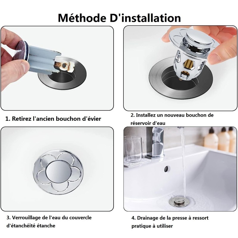 Tohrugue Universal Leak Plug Water Head Sink Pop Up with