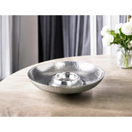 Homeroots Handcrafted Hammered Stainless Steel Chip And Dip Server