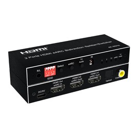 HDMI eARC Audio Extractor,2/4 Port Bi-direction HDMI eARC Audio Extractor 4K 60Hz HDMI Toslink SPDIF COAXIAL 5.1CH HDMI Audio Switch & Splitter Converter (2-port HDMI)