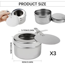 LNQ LUNIQI 3Pcs Stainless Steel Round Fuel Holder with Cover Chafer Canned Heat Fuel, Perfect for Chafing Dishes Buffet Barbecue Party Events (Silver)