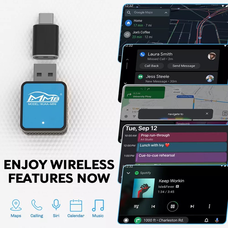 MMB Android Auto Wireless Adapter Mini Android Auto Dongle for